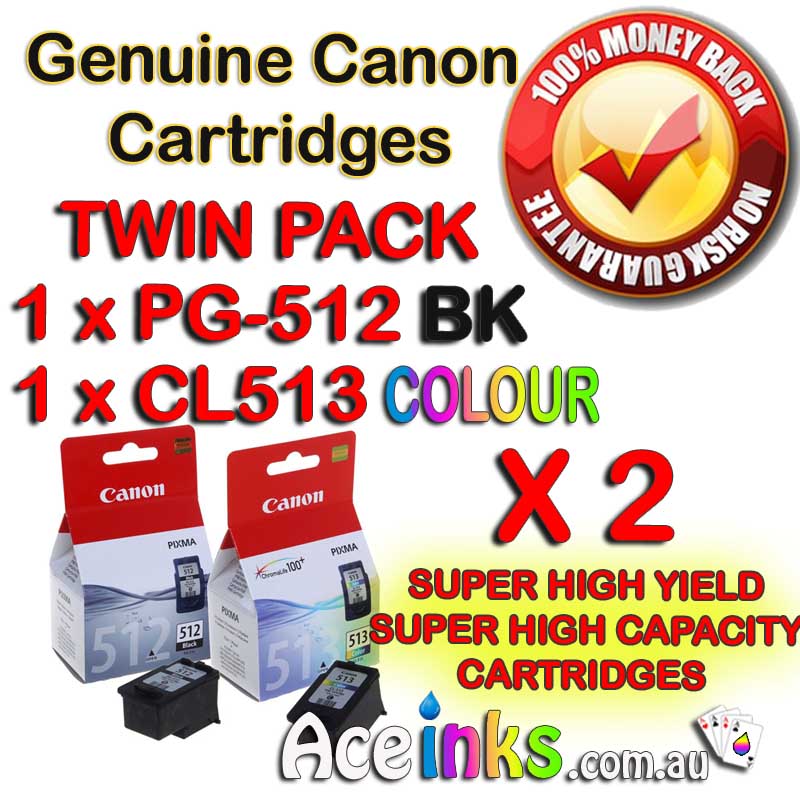 Twin Pack Combo GENUINE ORIGINAL CANON XL PG-512BK CL-513 Colour